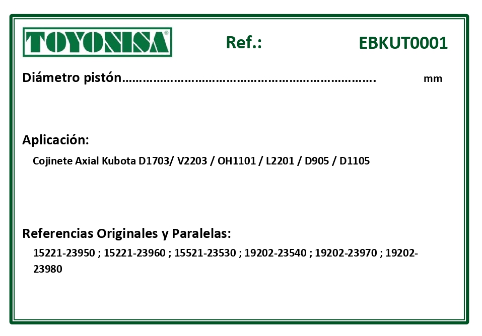 EQUIVALENCIAS ORIGINALES Y PARALELAS COJINETES