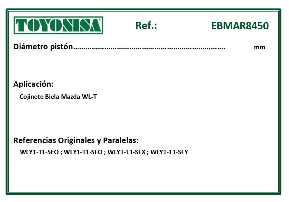 EQUIVALENCIAS ORIGINALES Y PARALELAS COJINETES