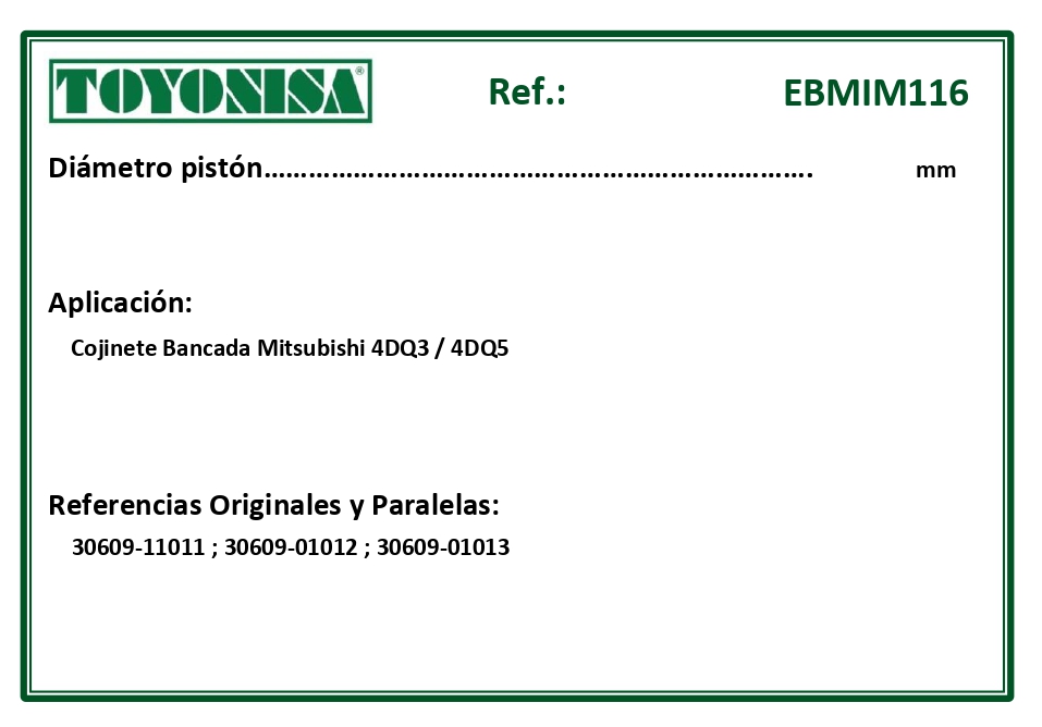 EQUIVALENCIAS ORIGINALES Y PARALELAS COJINETES