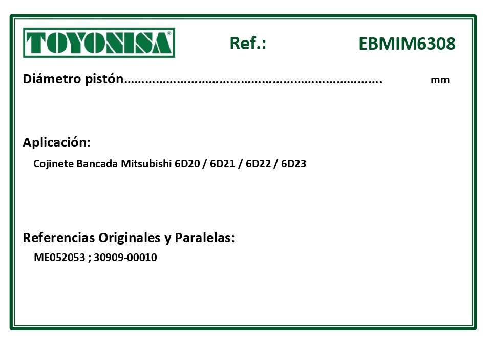 EQUIVALENCIAS ORIGINALES Y PARALELAS COJINETES