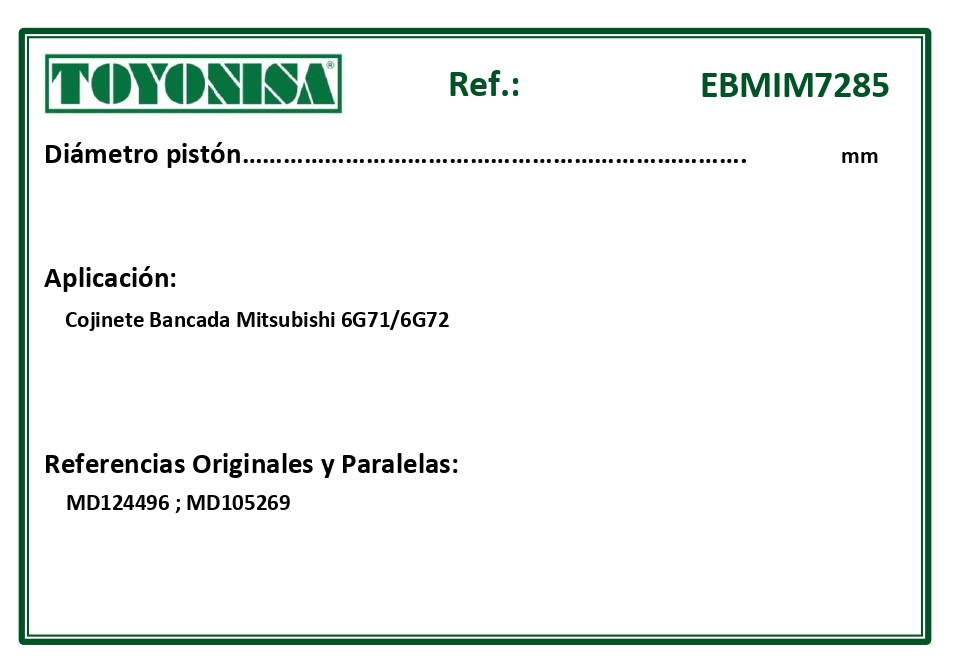EQUIVALENCIAS ORIGINALES Y PARALELAS COJINETES
