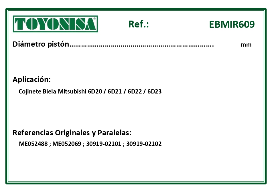 EQUIVALENCIAS ORIGINALES Y PARALELAS COJINETES