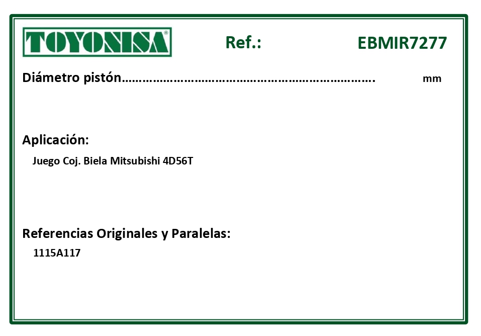 EQUIVALENCIAS ORIGINALES Y PARALELAS COJINETES