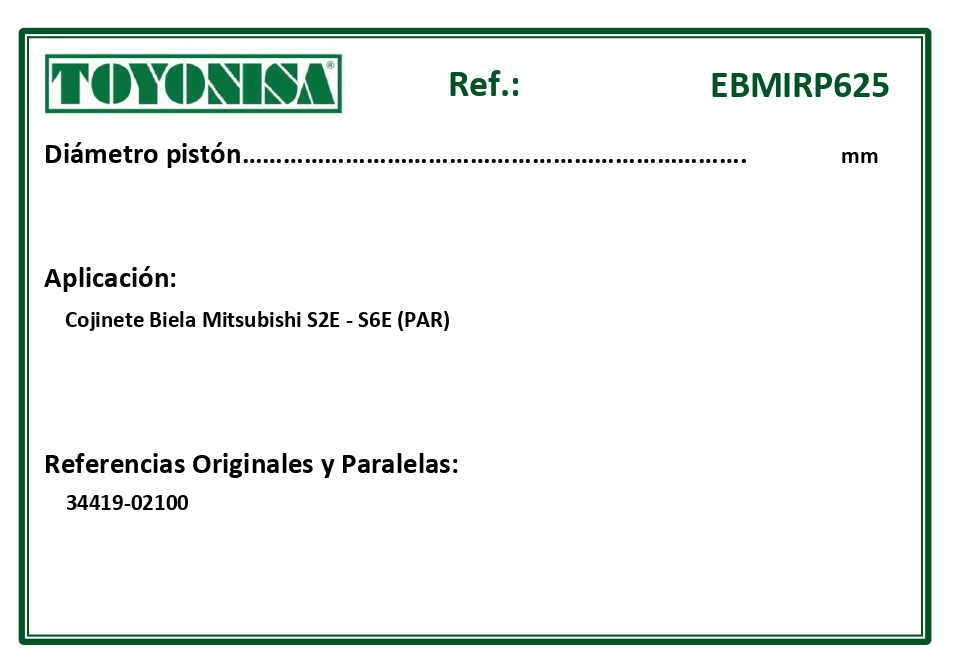 EQUIVALENCIAS ORIGINALES Y PARALELAS COJINETES