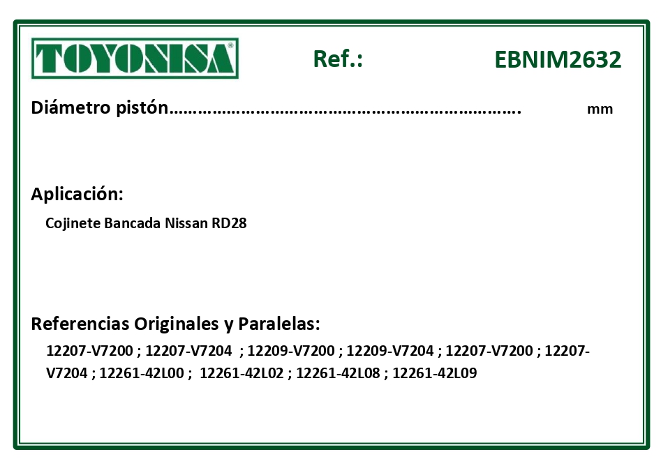 EQUIVALENCIAS ORIGINALES Y PARALELAS COJINETES