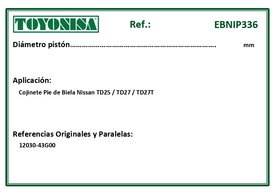 EQUIVALENCIAS ORIGINALES Y PARALELAS COJINETES